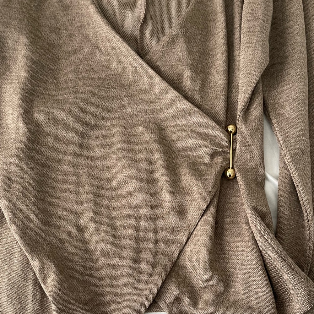 Zara Elegant Brown Wrap Sweater size large - Picture 4 of 5